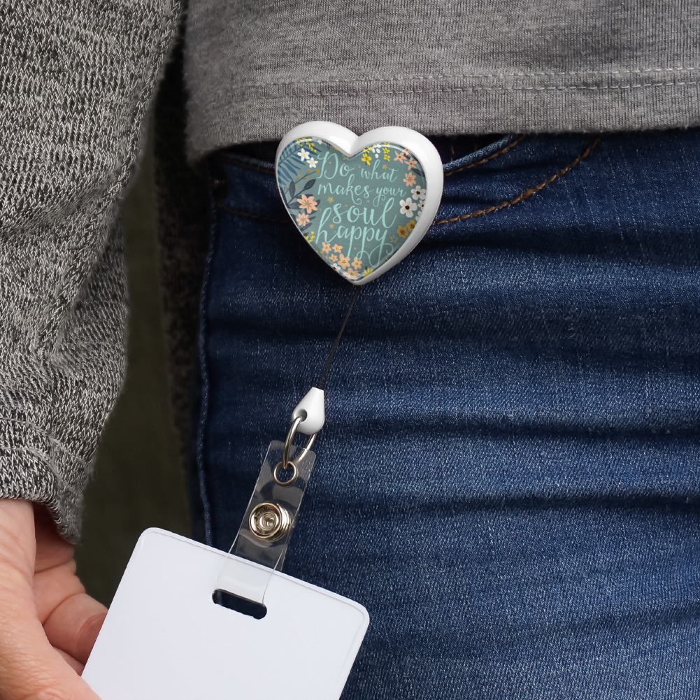 Details about  / Do What Makes Your Soul Happy Heart Lanyard Reel Badge ID Card Holder
