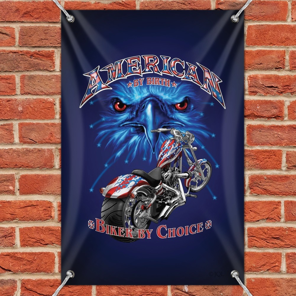 American by Birth Motorcycle USA Flag Home Business Office Sign