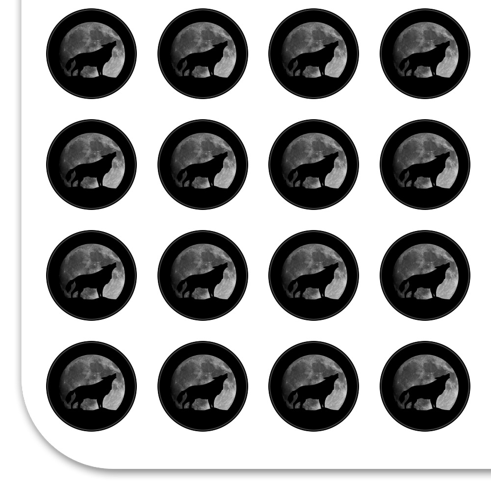 Wolf Howling Moon Silhouette Planner Calendar Scrapbooking Crafting Stickers 