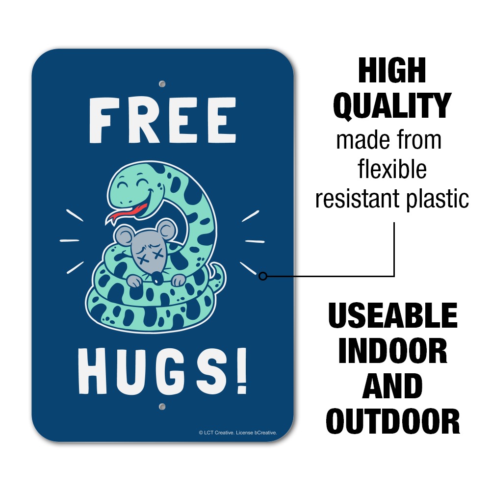 Free Hugs Boa Constrictor Snake Funny Humor Home Business Office Sign
