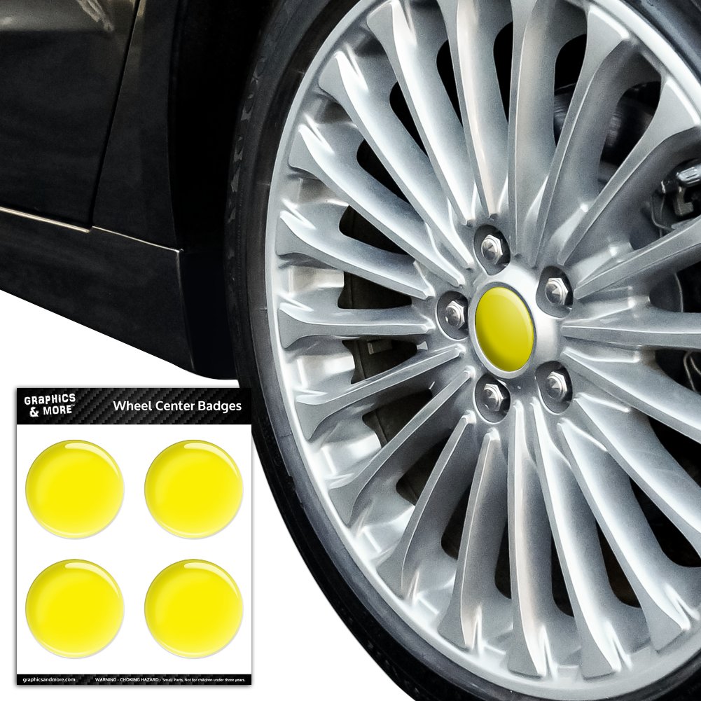 Solid Yellow Tire Wheel Center Cap Resin-Topped Badges Stickers 