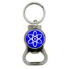 Atomic Symbol White Blue Round Bottle Opener Keychain