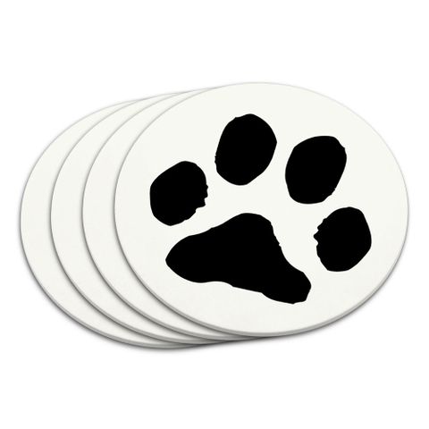 Paw Print Pet Dog Cat Low Profile Cork Coaster Set