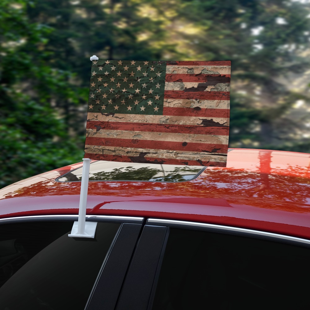 GRAPHICS & MORE Rustic Wisconsin State Flag Distressed USA Car Truck Flag with Window Clip On Pole Holder 