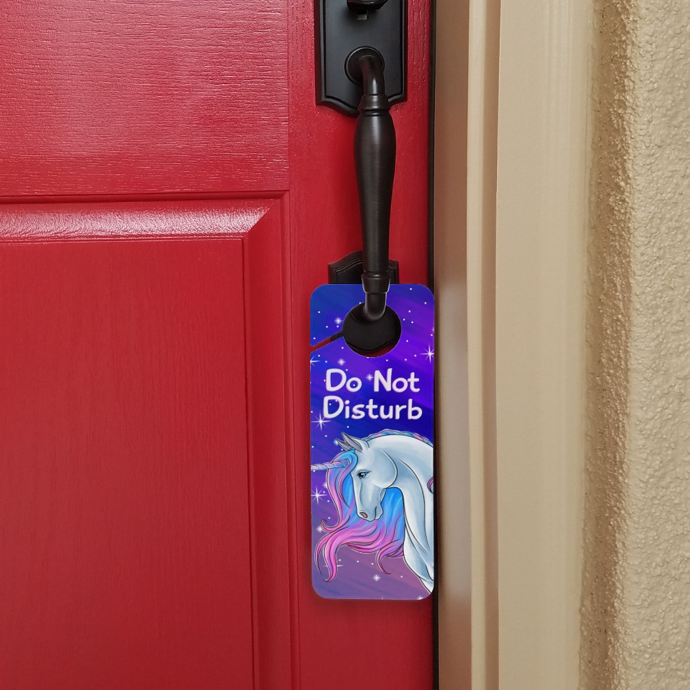 Majestic Unicorn Pink Purple Blue Plastic Door Knob Hanger Sign