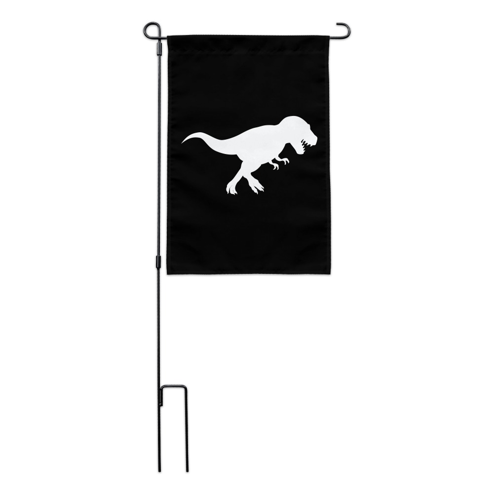 Dinosaur Tyrannosaurus Rex Black White Garden Yard Flag 