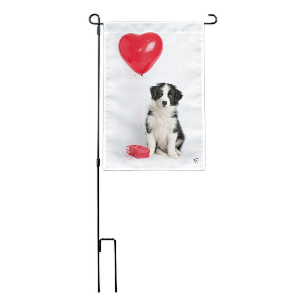 Border Collie Dog Heart Valentines Love Garden Yard Flag 