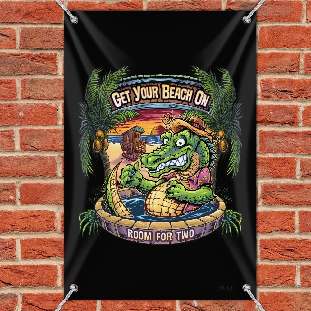 Get Your Beach On Gator Tropical Tiki Bar Home Business Office Sign 