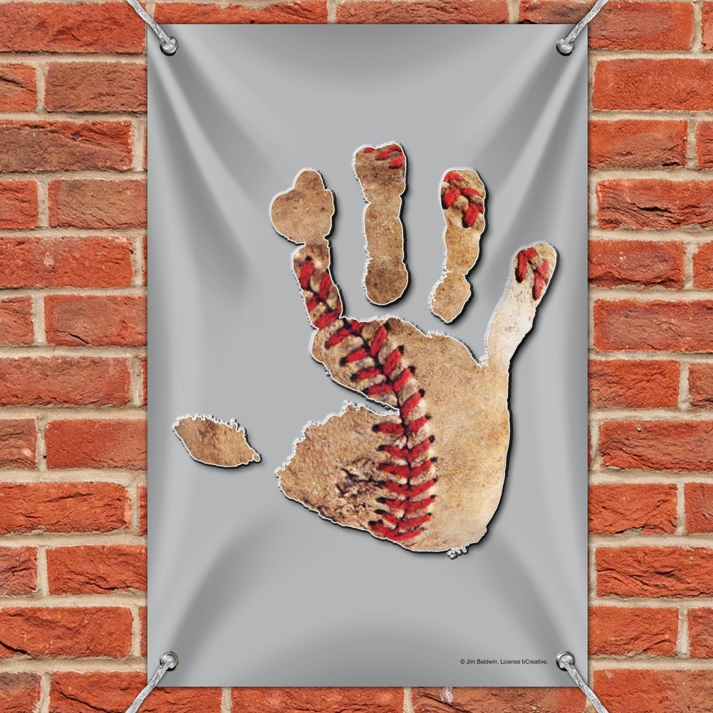 Hand Print Baseball Get a Grip Home Business Office Sign