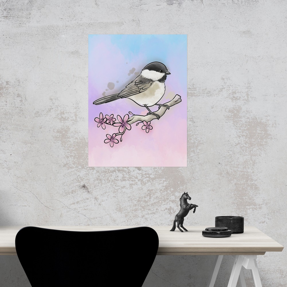 GRAPHICS & MORE Black-Capped Chickadee Watercolor Northeastern Bird Home Business Office Sign 