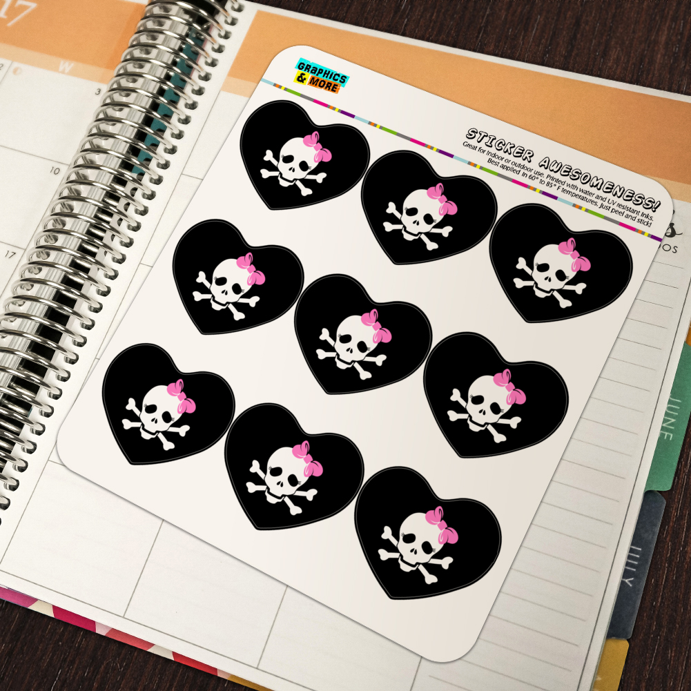 Girly Skulls and Bows Stickers Scrapbook Planners Diary Fun Crafts Precut 