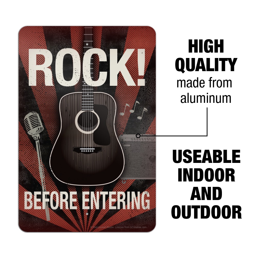 GRAPHICS & MORE Rock Before Entering and Roll Music Guitar Home Business Office Sign 