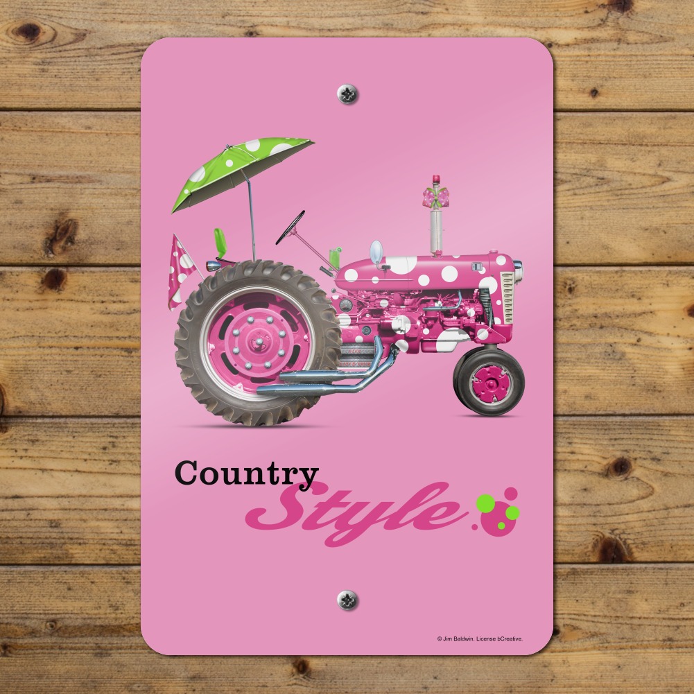 Farm Tractor Country Girl Pink Polka Dot Farming Home Business Office Sign 