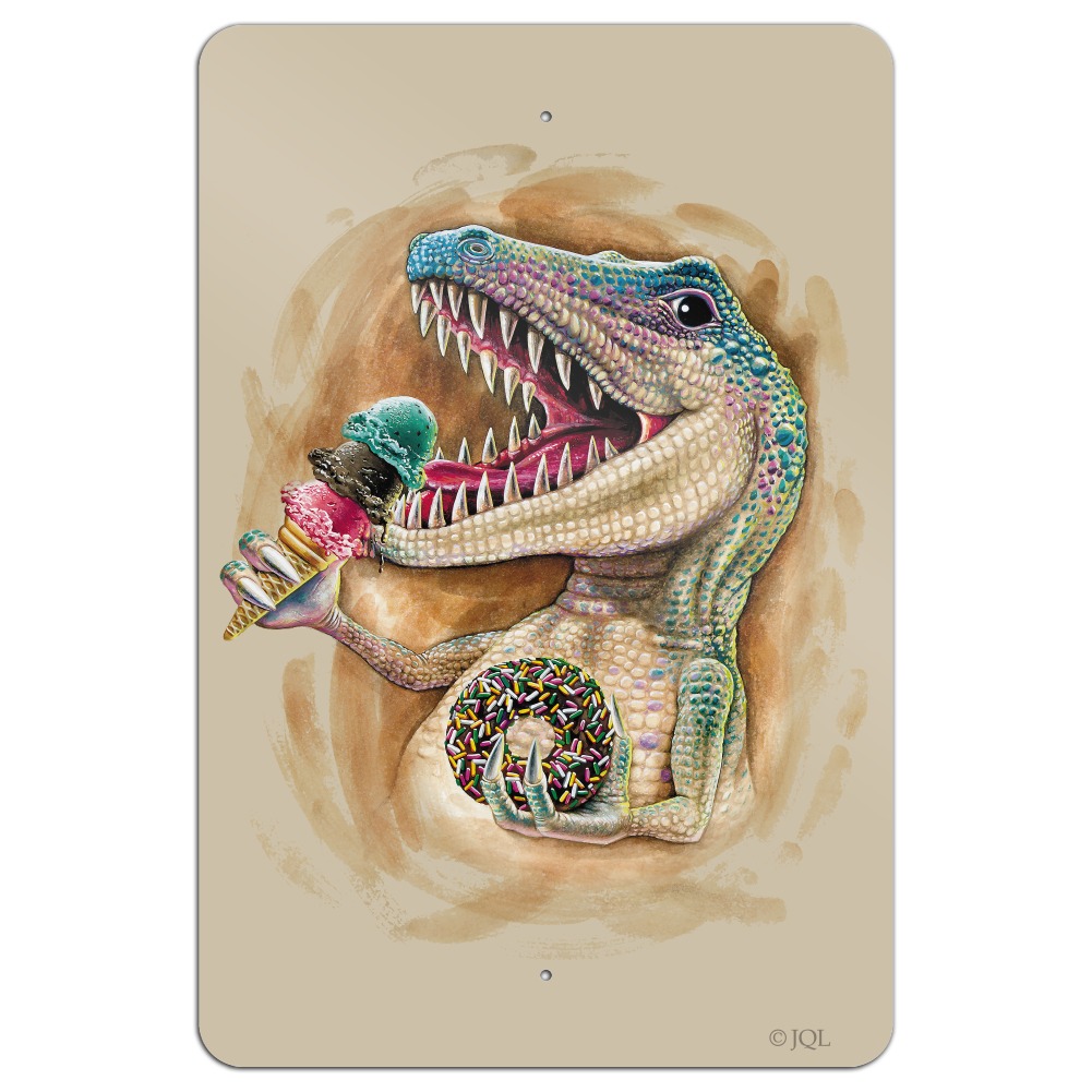 This is a Velociraptor Free Workplace Funny Novelty Tin Sign 
