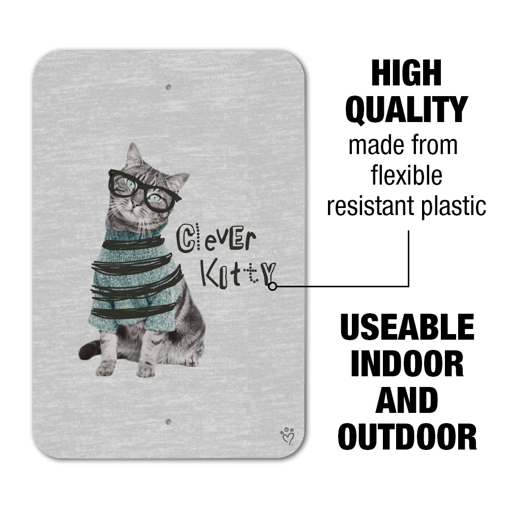 Clever Smart Kitty Cat Kitten Glasses Sweater Heart Love Metal Keychain 