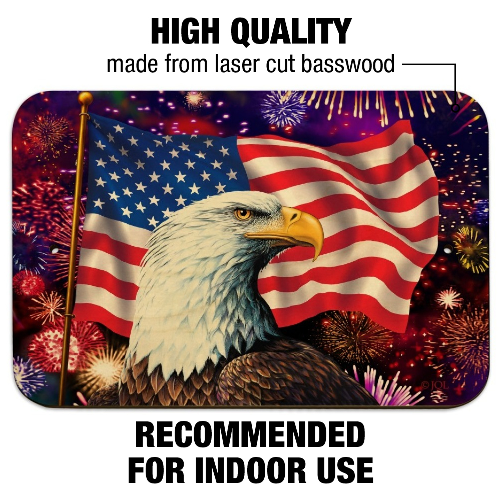 Eagle Patriotic July 4th American Flag Home Business Office Sign 