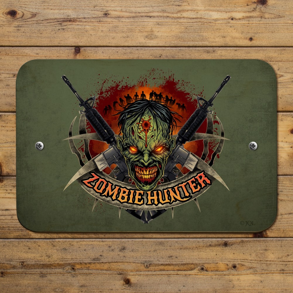 Zombie Hunter Undead Rifles Home Business Office Sign 