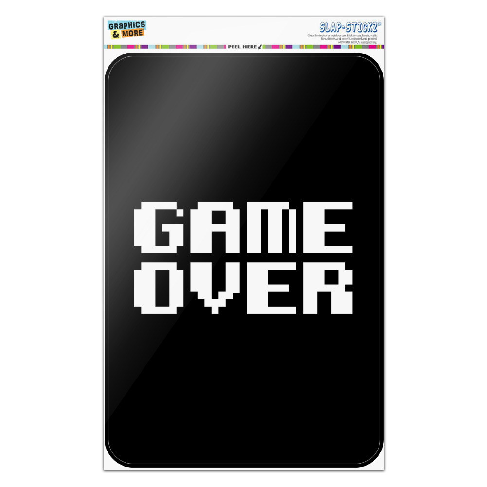 Vinyl Decal Wall Sticker Retro Game Gamer Geek Pixel Font Game Over 10 Colours 