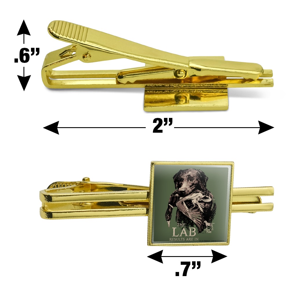 The Lab Results are in Duck Hunting Square Tie Bar Clip Clasp Silver or Gold 