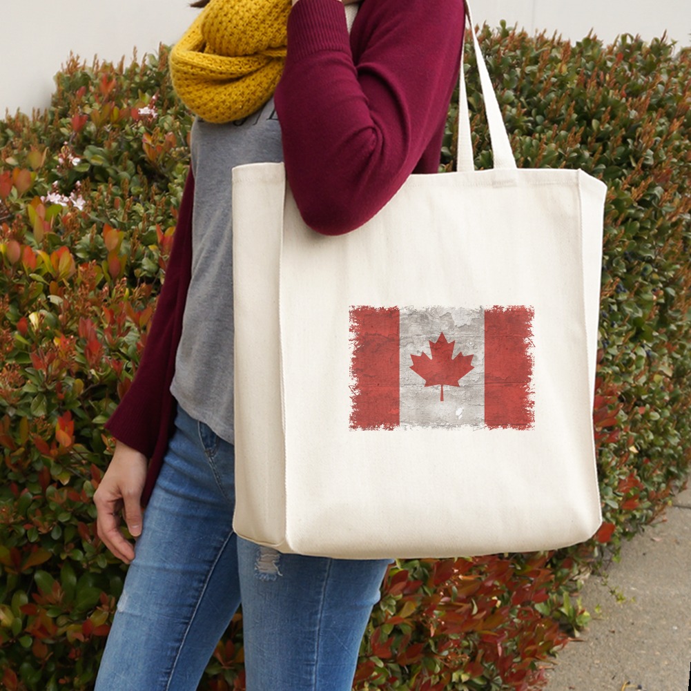 Rustic Distressed Canada Flag on Wood Grocery Travel Reusable Tote Bag | eBay
