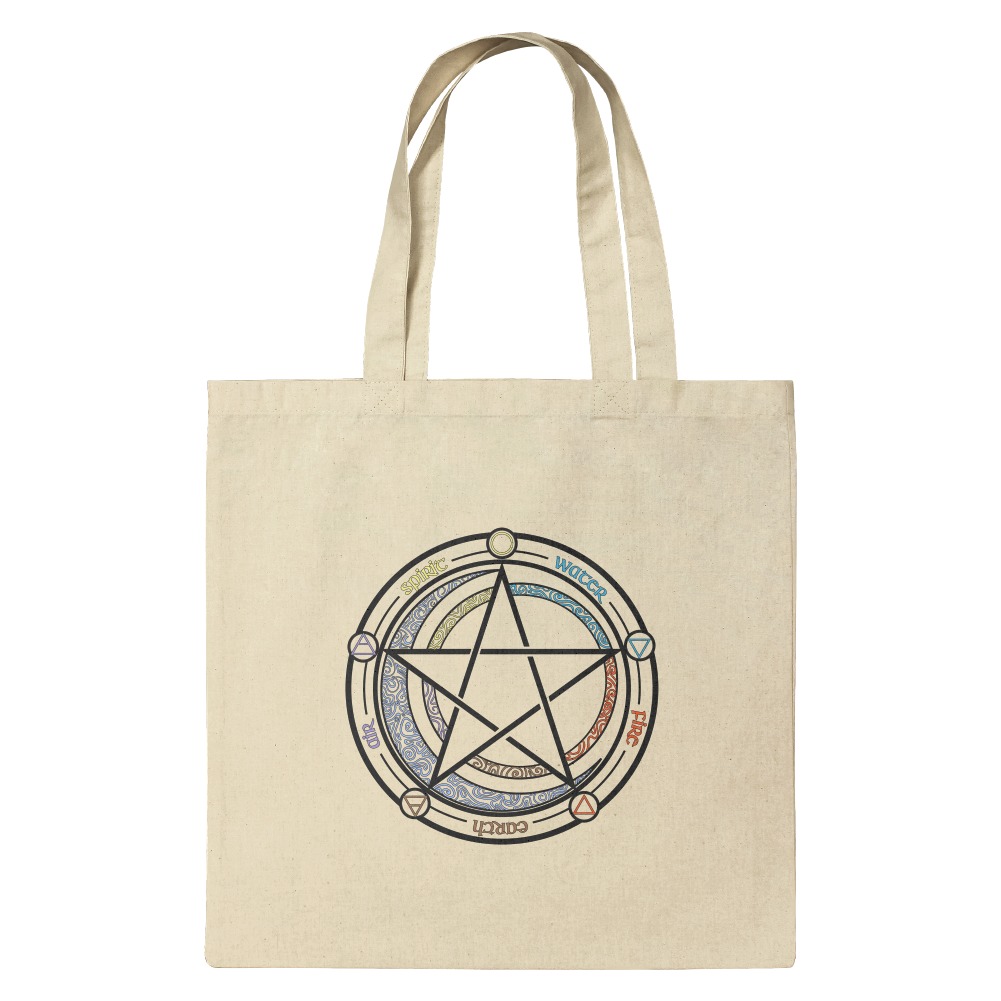 Pentagram Pentacle Star Wiccan Witch Grocery Travel Reusable Tote Bag 