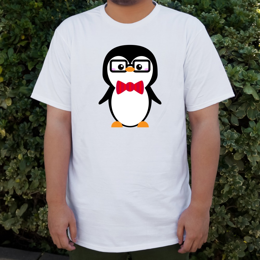 Cool Penguin Hipster with Coffee Men's Novelty T-Shirt